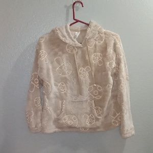 NOBO tan furry mushroom hooded pullover